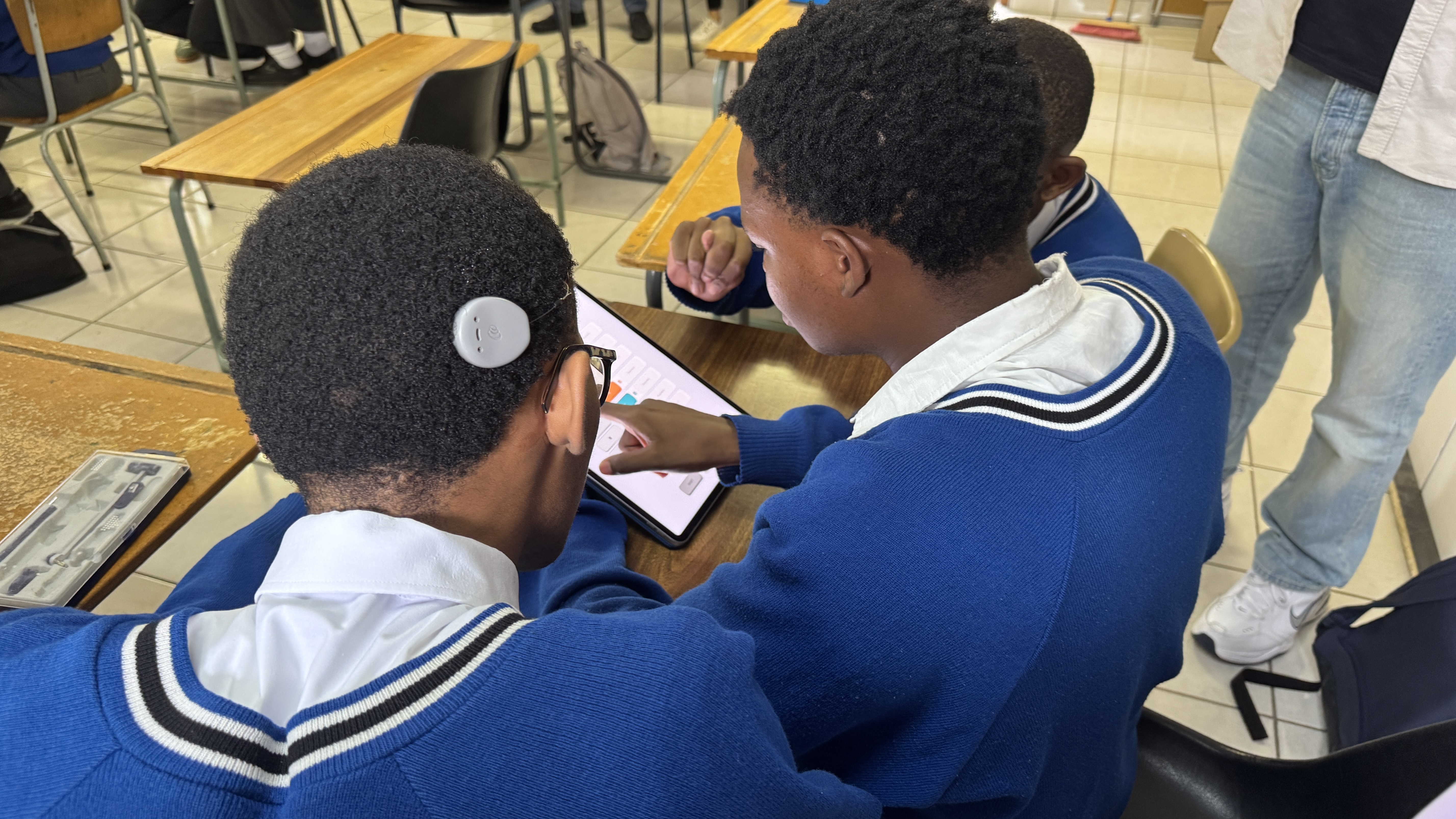 Students testing Seedling at St. Vincent School for the Deaf in Johannesburg